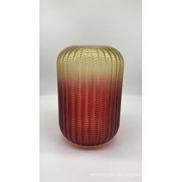 Hochwertiger gemusterter Glasblumen-Pflanzen-Vasenbehälter mit unterschiedlicher Farbe für Heimtextilien
